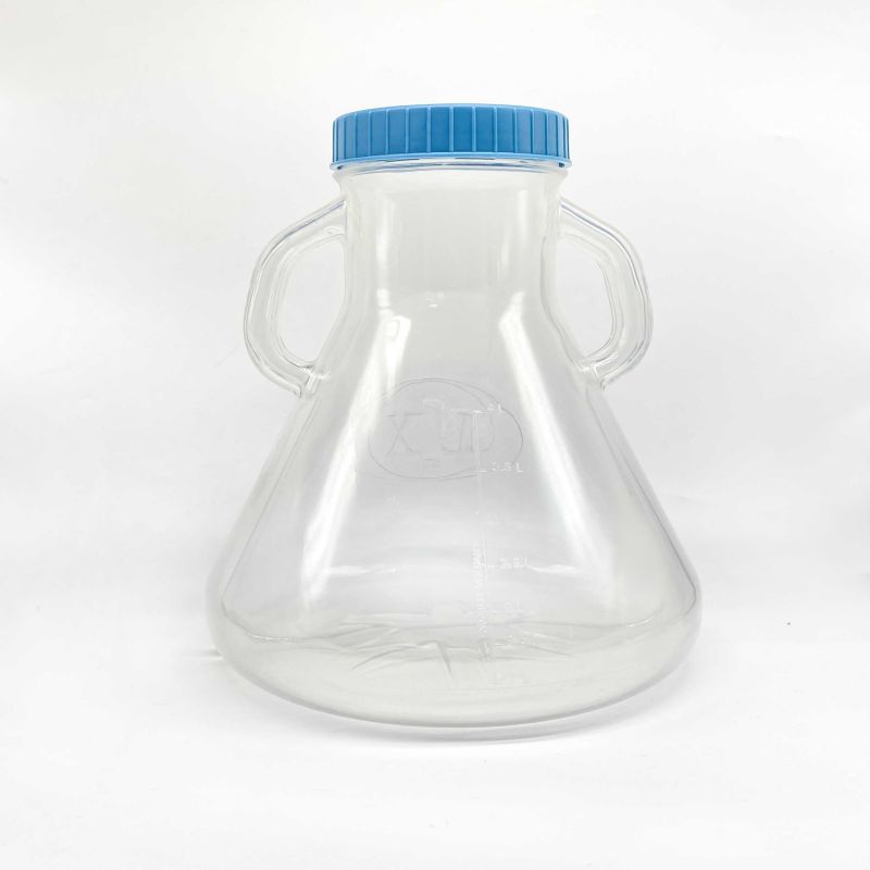 Productos de laboratorio Matraz cónico de cultivo Erlenmeyer de plástico con tapa de rosca de 500 ml