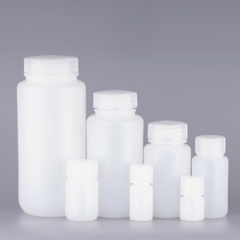 Botellas de reactivo de boca ancha de plástico químico HDPE PP estériles de 30 ml para uso en laboratorio