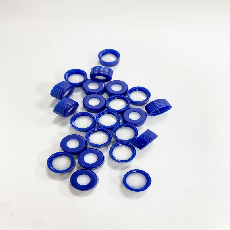 Tapón de PP con rosca acanalada azul y septos precortados para viales de cromatografía hplc 9-425 de 2 ml para preparación de muestras 9-SP3005-2A