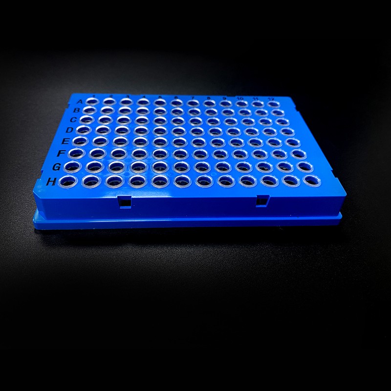 Placa de PCR de color blanco azul de 0,1 ml impresa con faldón completo